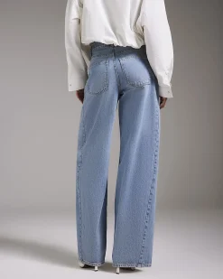 Blue Ripped Drawstring Balloon Leg Jeans