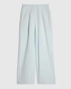 Blue Scallop Trim Wide Leg Trousers