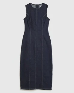 Blue Sculpt Bodycon Denim Midi Dress