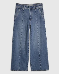 Blue Seam Detail Cropped Jeans