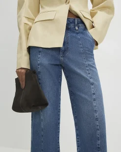 Blue Seam Detail Cropped Jeans