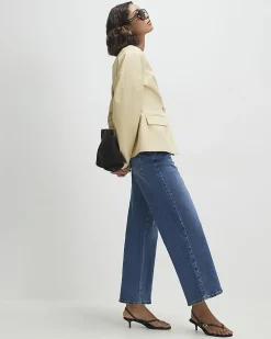 Blue Seam Detail Cropped Jeans