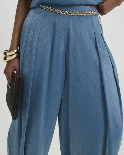 Blue Shimmer Balloon Leg Trousers