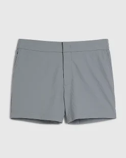 Blue Short Length Rib Stretch Shorts