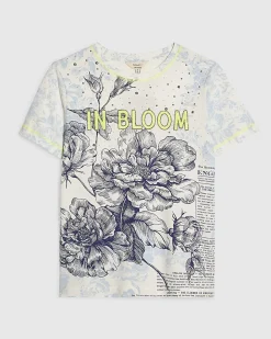Blue Short Sleeve In Bloom Cotton T-shirt