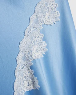 Blue Short Sleeve Lace Hybrid Midi Dress