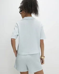 Blue Short Sleeve Textured Shirt
