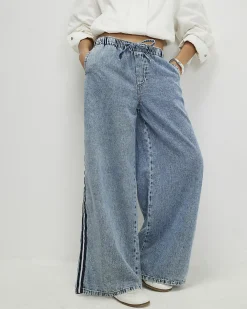 Blue Side Stripe Sporty Jogger Jeans