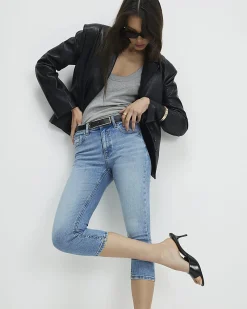 Blue Skinny Capri Jeans