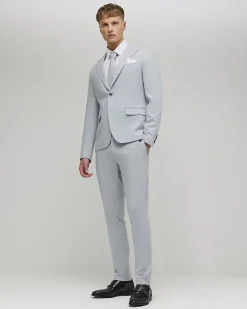 Blue Skinny Fit Micro Check Suit Jacket