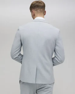 Blue Skinny Fit Micro Check Suit Jacket