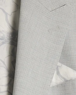 Blue Skinny Fit Micro Check Suit Jacket