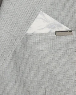 Blue Skinny Fit Micro Check Suit Jacket