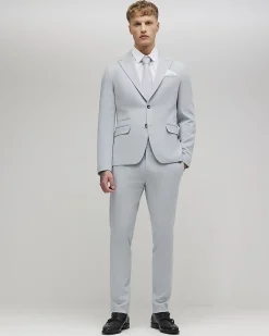 Blue Skinny Fit Micro Check Suit Trousers