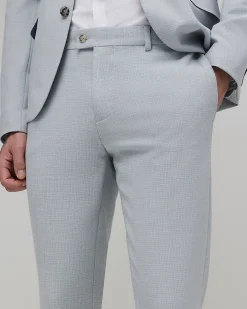 Blue Skinny Fit Micro Check Suit Trousers