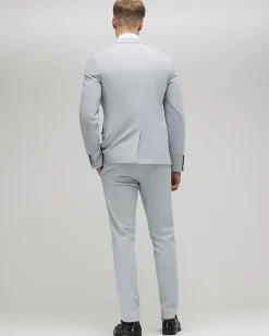 Blue Skinny Fit Micro Check Suit Trousers