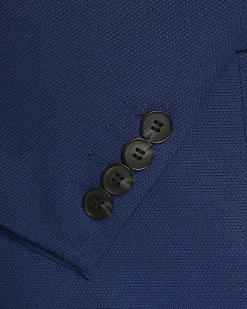 Blue Skinny Fit Stretch Textured Suit Jacket