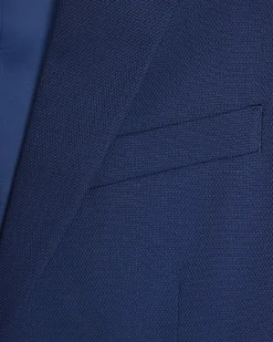 Blue Skinny Fit Stretch Textured Suit Jacket
