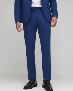 Blue Skinny Fit Textured Suit Trousers