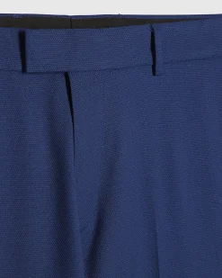 Blue Skinny Fit Textured Suit Trousers