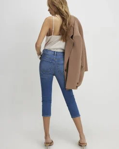 Blue Skinny Pocket Front Capri Jeans