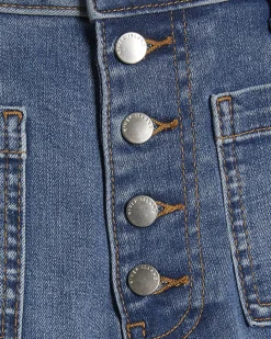Blue Skinny Pocket Front Capri Jeans