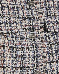 Blue Sleeveless Boucle Fringed Waistcoat