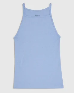 Blue Sleeveless Cotton Tank Top