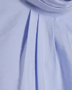 Blue Sleeveless Pussybow Blouse