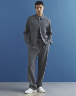 Blue Slim Fit Button Up Jacket