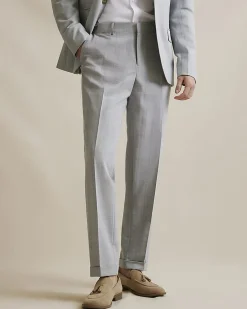 Blue Slim Fit Check Print Suit Trousers