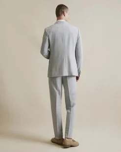 Blue Slim Fit Check Print Suit Trousers