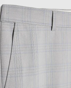 Blue Slim Fit Check Print Suit Trousers