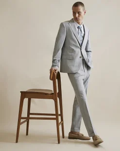 Blue Slim Fit Check Suit Jacket