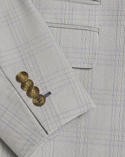 Blue Slim Fit Check Suit Jacket
