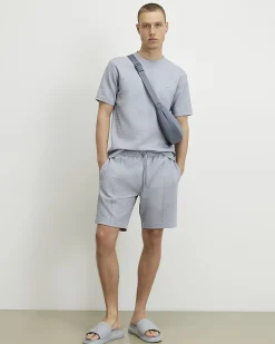 Blue Slim Fit Cotton Blend Jacquard T-Shirt