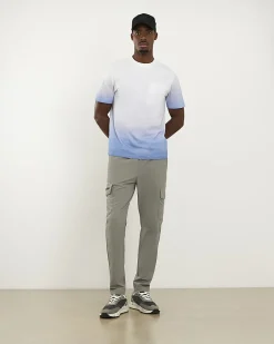 Blue Slim Fit Ombre Print Pocket T-Shirt