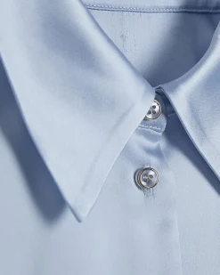 Blue Slim Fit Satin Shirt