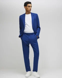 Blue Slim Fit Stretch Textured Suit Jacket