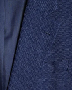 Blue Slim Fit Stretch Textured Suit Jacket