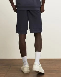Blue Slim Fit Textured Knitted Shorts