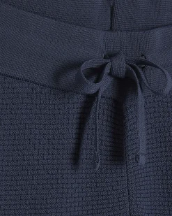 Blue Slim Fit Textured Knitted Shorts