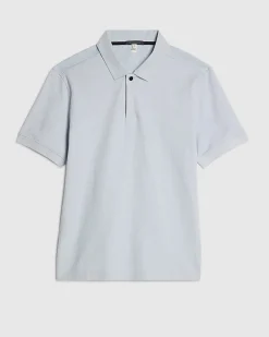 Blue Slim Fit Textured Polo Shirt