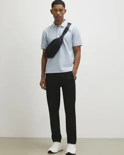 Blue Slim Fit Textured Polo Shirt