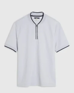 Blue Slim Fit Textured Tipped Polo Shirt