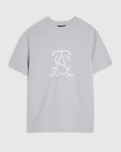 Blue Slim Fit Twill AS Embroidered T-Shirt