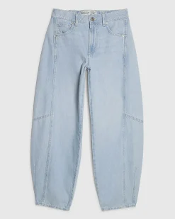 Blue Soft Barrel Leg Jeans