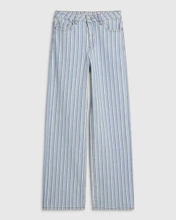 Blue Stripe Relaxed Straight Leg Jeans