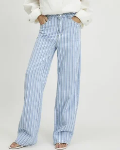 Blue Stripe Relaxed Straight Leg Jeans