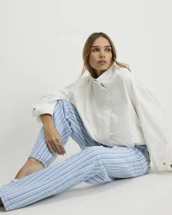 Blue Stripe Relaxed Straight Leg Jeans